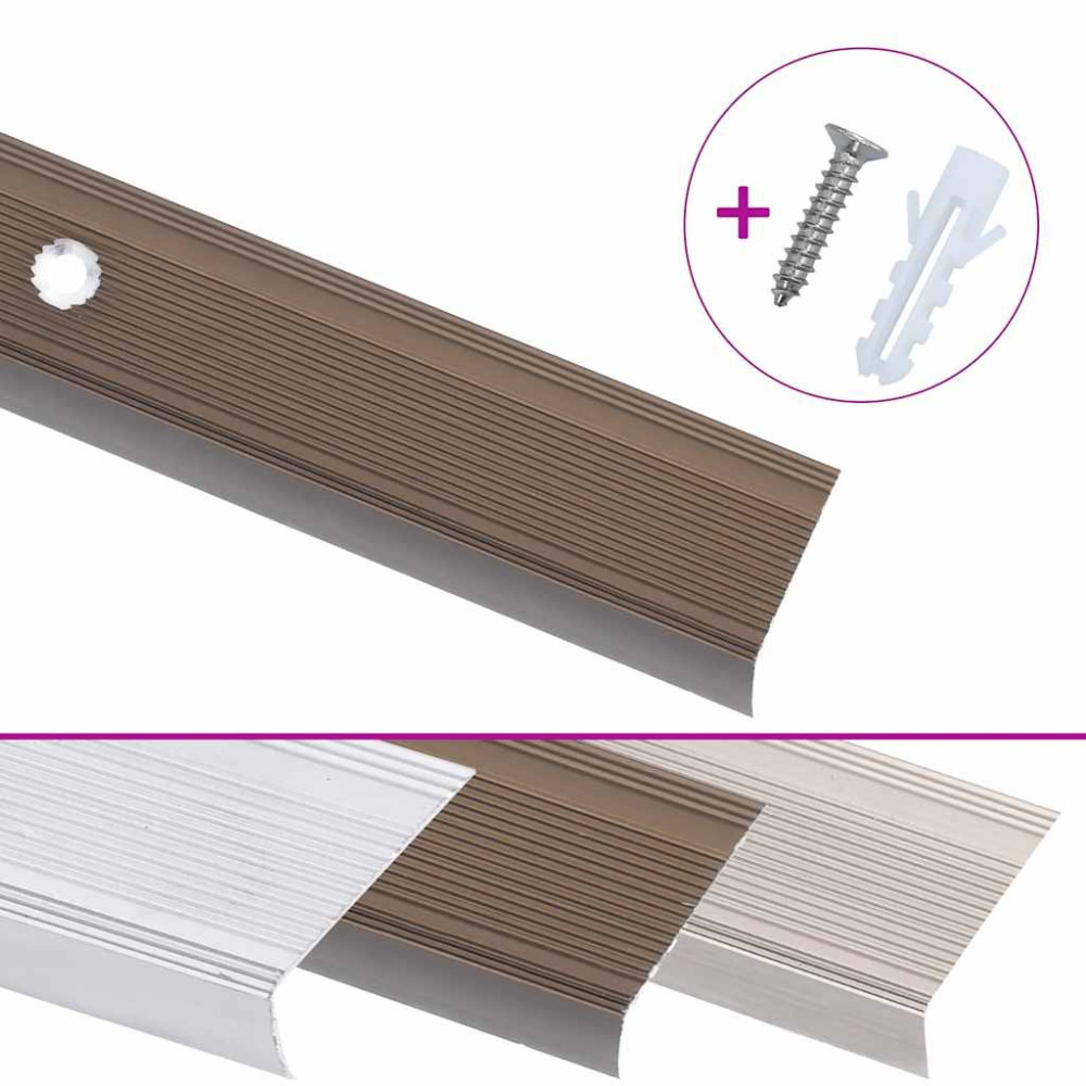 Produktbild för Trappnosar i L-form 15 st aluminium 90 cm brun