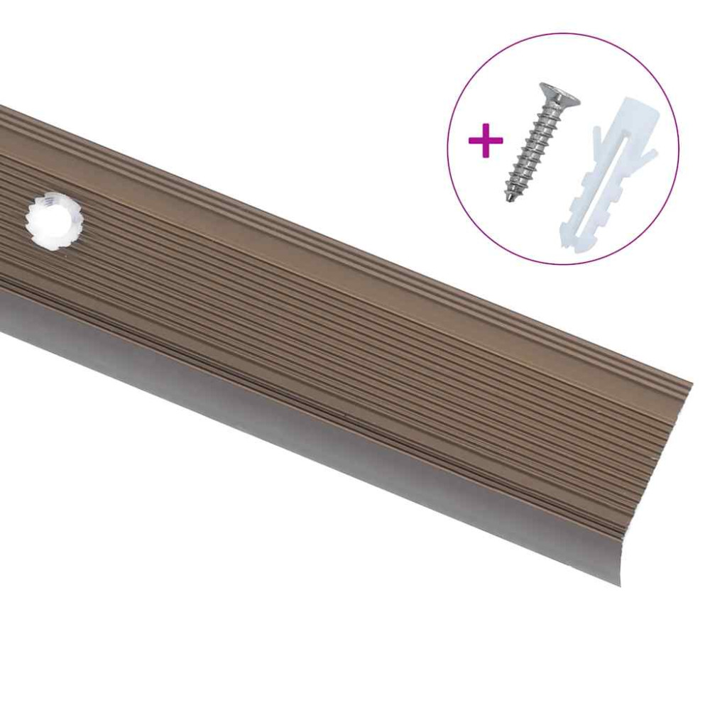 Produktbild för Trappnosar i L-form 15 st aluminium 90 cm brun