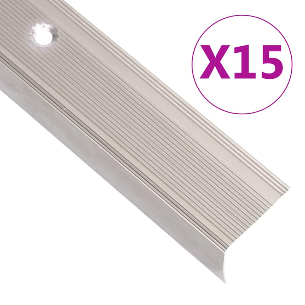 Produktbild för Trappnosings i L-form 15 st aluminium 90 cm champagne