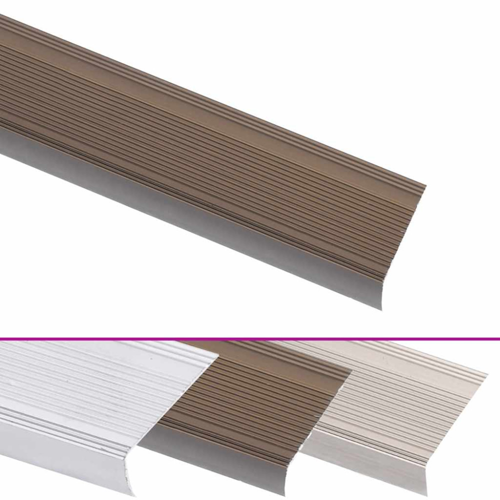 Produktbild för Trappnosings i L-form 15 st aluminium 100 cm brun