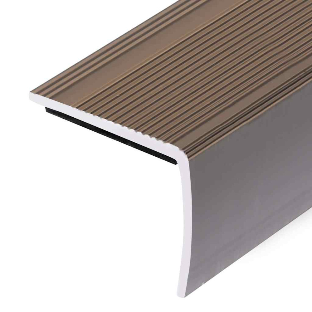 Produktbild för Trappnosings i L-form 15 st aluminium 100 cm brun