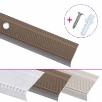 Produktbild för Trappnosings i L-form 15 st aluminium 100 cm brun