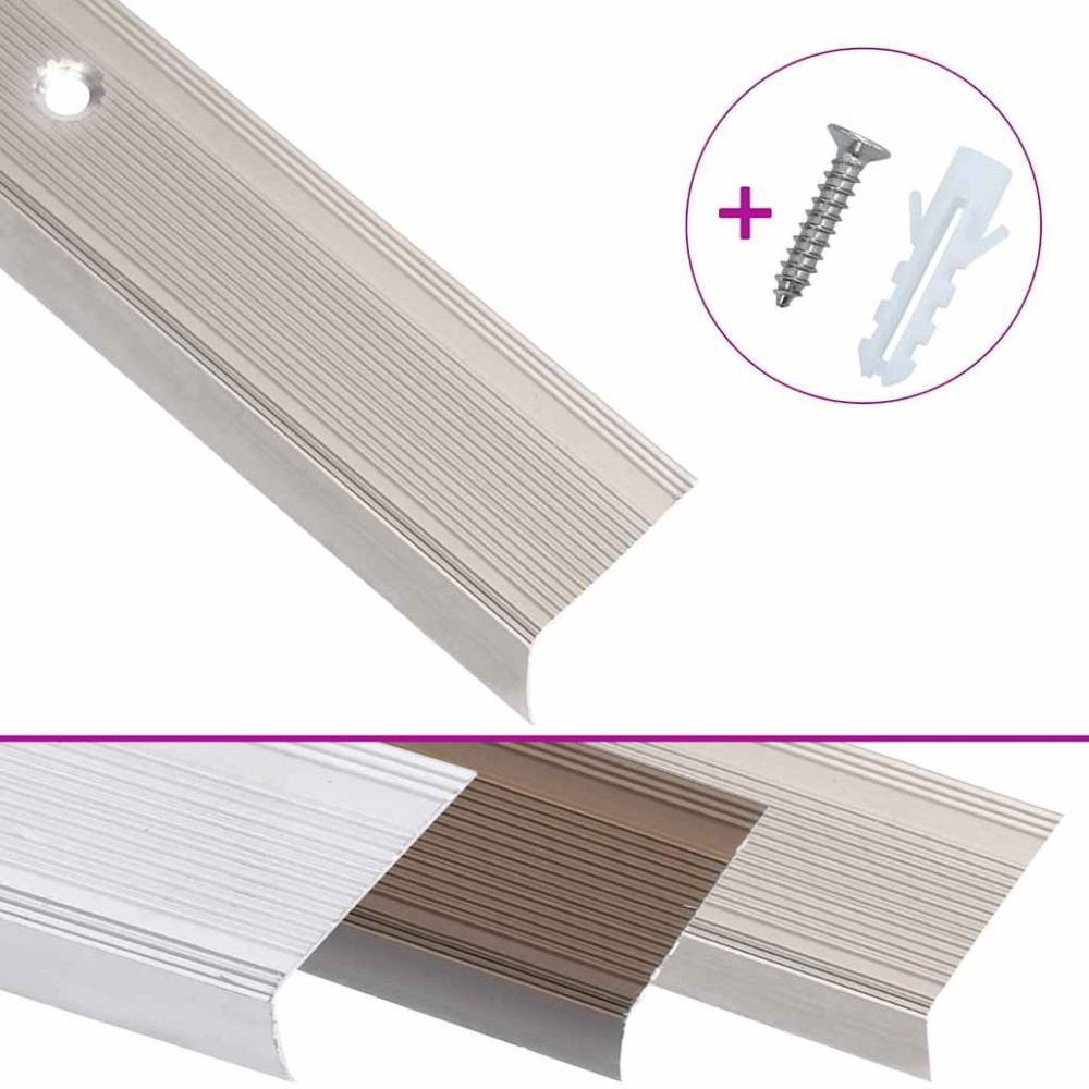 Produktbild för Trappnosar i L-form 15 st aluminium 100 cm champagne