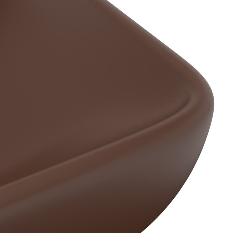Produktbild för Lyxigt rektangulärt handfat matt mörkbrun 71x38 cm keramik