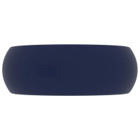 Miniatyr av produktbild för Lyxigt runt handfat matt mörkblå 40x15 cm keramik