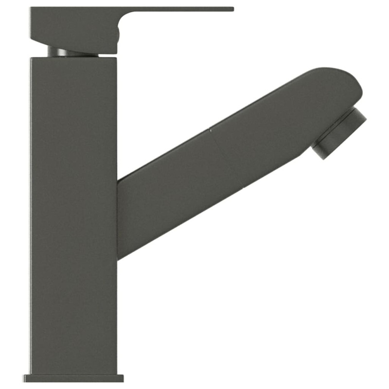 Produktbild för Badrumsblandare med utdragbar pip grå 157x172 mm