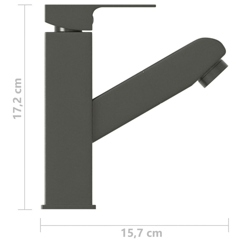 Produktbild för Badrumsblandare med utdragbar pip grå 157x172 mm