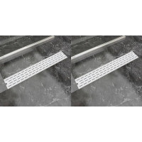 Miniatyr av produktbild för Avlång golvbrunn 2 st rak rostfritt stål 730x140 mm