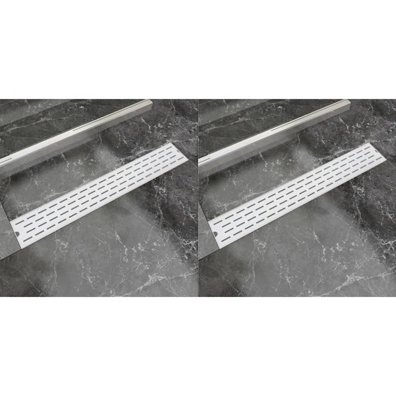 Produktbild för Avlång golvbrunn 2 st rak rostfritt stål 730x140 mm