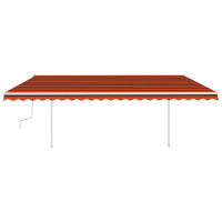 Produktbild för Markis med stolpar manuellt infällbar 5x3 m orange och brun