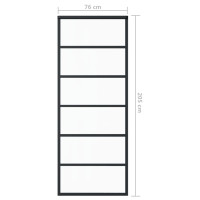 Produktbild för Skjutdörr med beslagset ESG glas och aluminium 76x205 cm