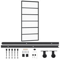 Produktbild för Skjutdörr med beslagset ESG glas och aluminium 90x205 cm