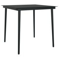 Produktbild för Trädgårdsbord svart 80x80x74 cm stål och glas