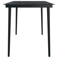 Produktbild för Trädgårdsbord svart 140x70x74 cm stål och glas