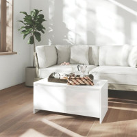 Produktbild för Soffbord vit högglans 90x50x41,5 cm konstruerat trä