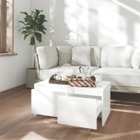 Produktbild för Soffbord vit högglans 90x50x41,5 cm konstruerat trä