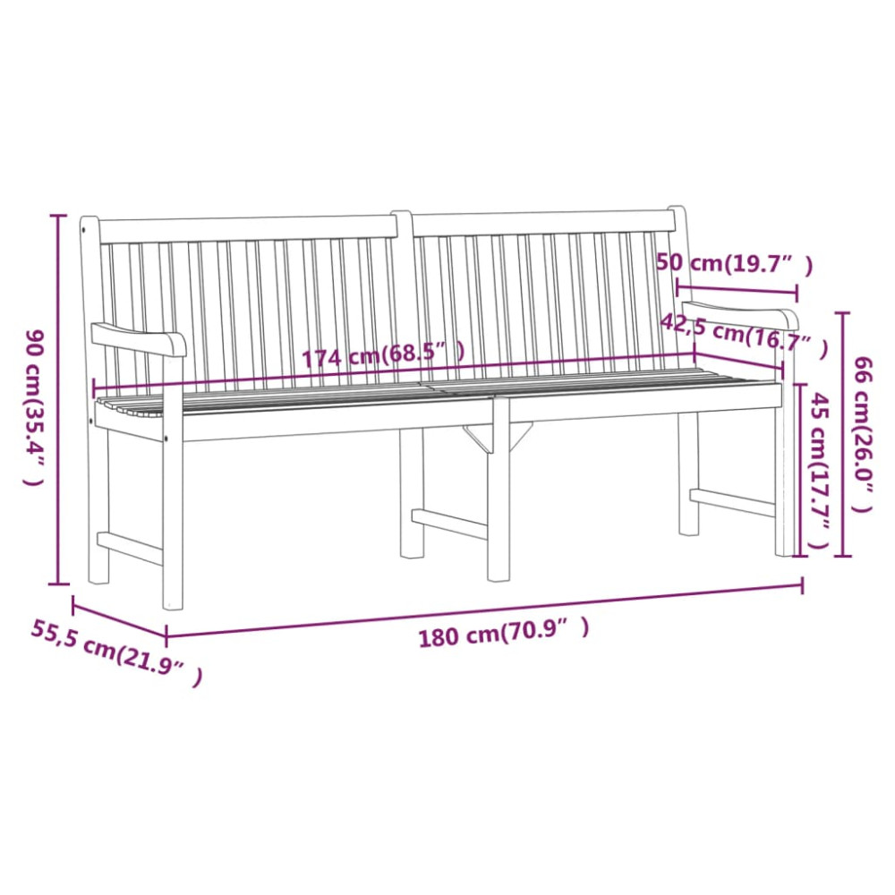 Produktbild för Trädgårdsbänkar 1-Antal sittplatser 180 x 55,5 x 90 cm