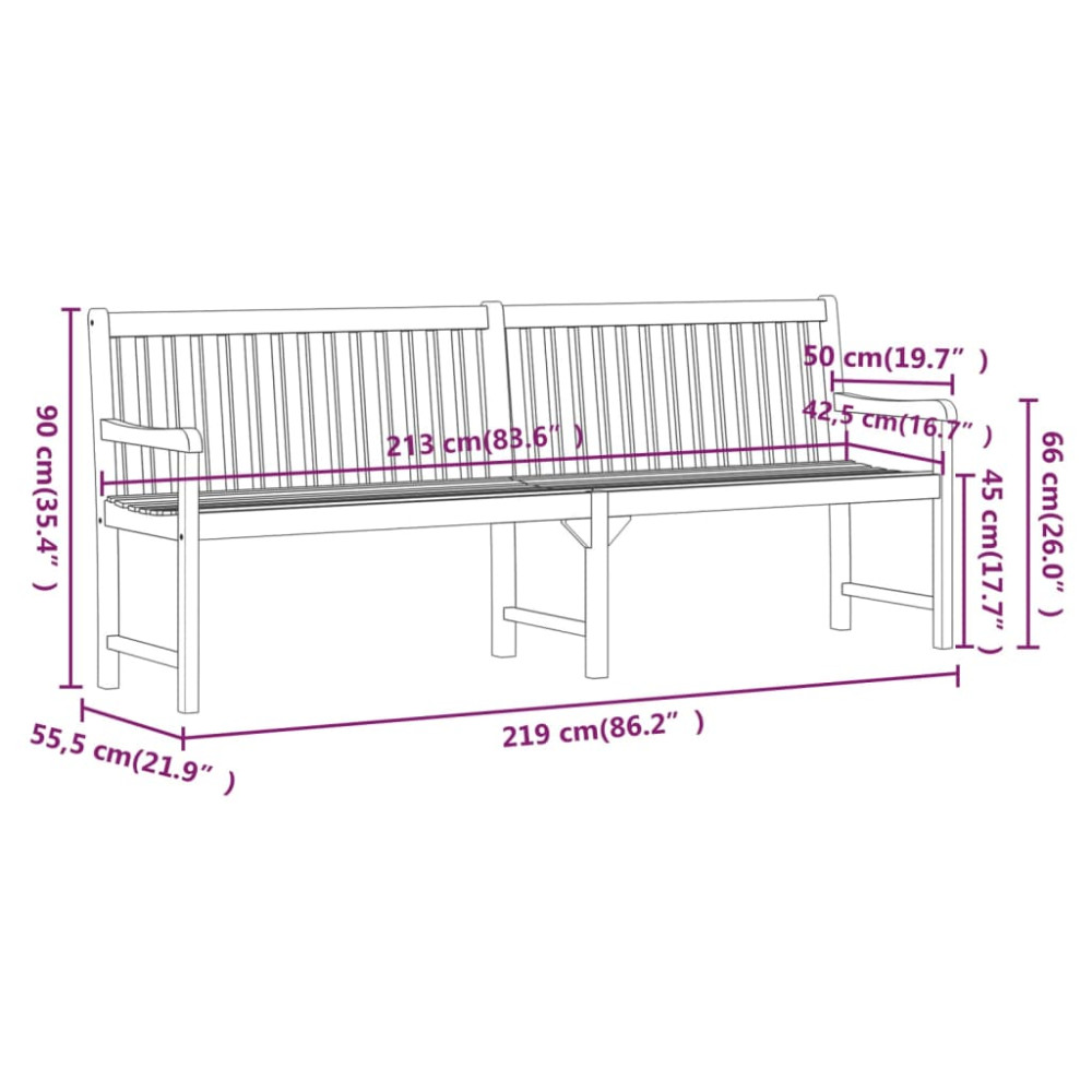 Produktbild för Trädgårdsbänkar 1-Antal sittplatser 219 x 55,5 x 90 cm