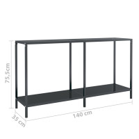 Produktbild för Konsolbord svart 140x35x75,5 cm härdat glas