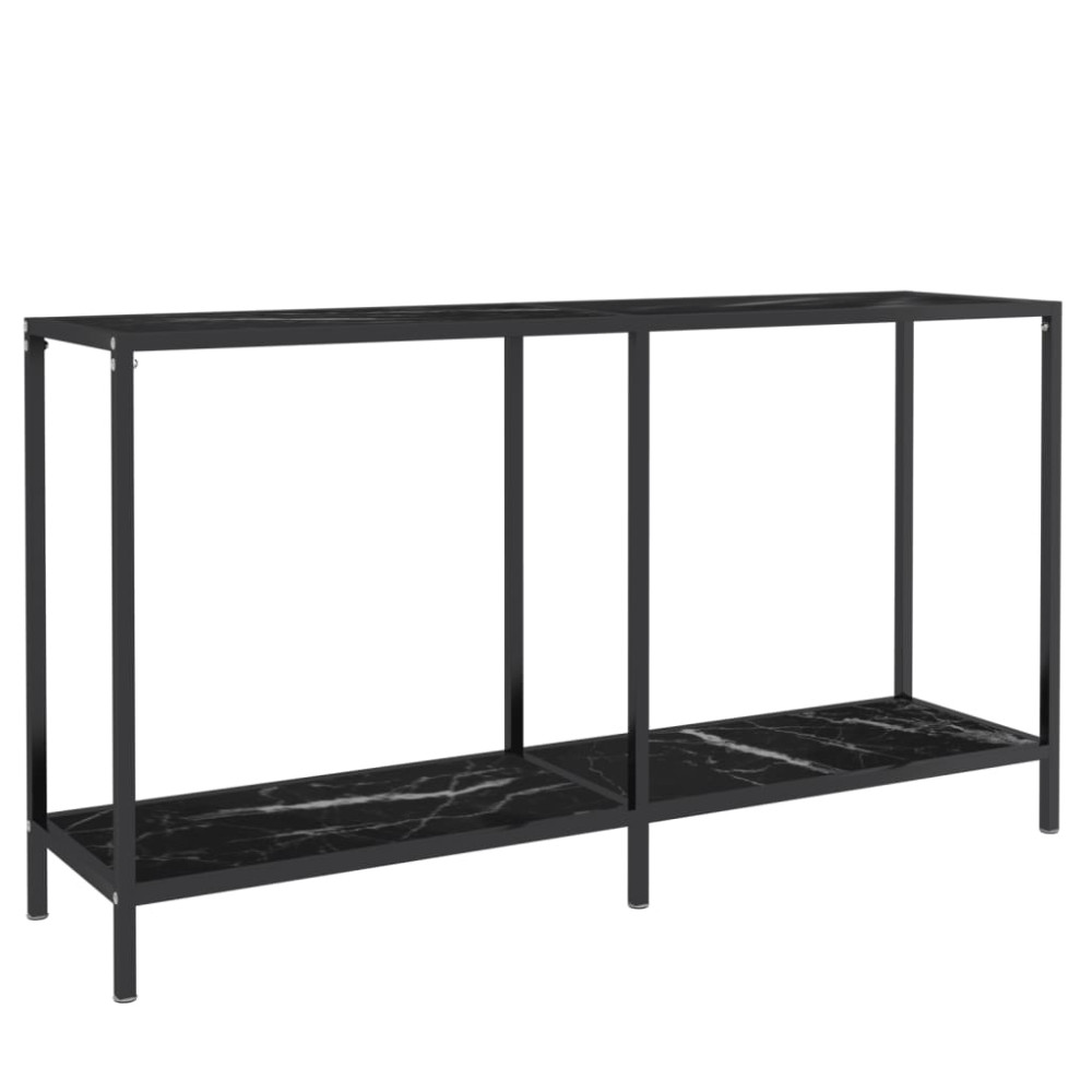 Produktbild för Konsolbord svart 140x35x75,5 cm härdat glas