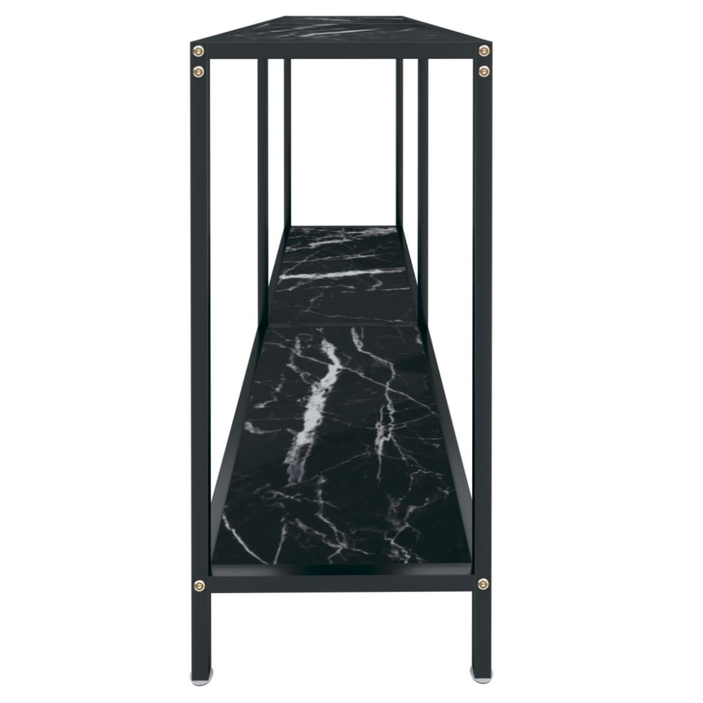 Produktbild för Konsolbord svart 140x35x75,5 cm härdat glas