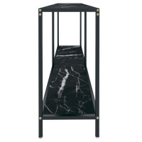 Produktbild för Konsolbord svart 140x35x75,5 cm härdat glas