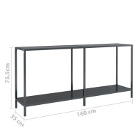 Produktbild för Konsolbord svart 160x35x75 cm härdat glas