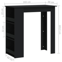 Miniatyr av produktbild för Barbord med förvaringshyllor svart 102x50x103,5 cm spånskiva