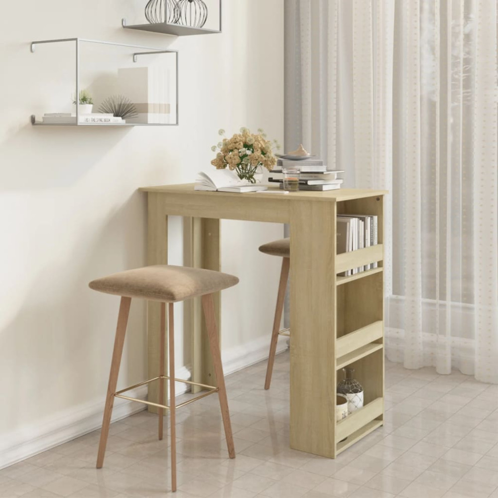 Produktbild för Barbord med förvaringshyllor sonoma-ek 102x50x103,5 cm