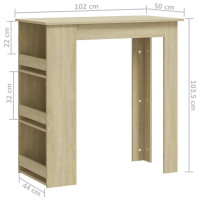 Produktbild för Barbord med förvaringshyllor sonoma-ek 102x50x103,5 cm