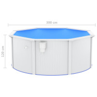Miniatyr av produktbild för Pool med stålväggar 300x120 cm vit