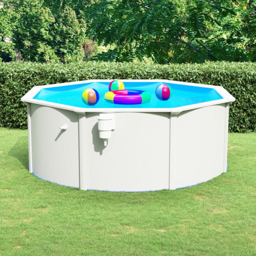 vidaXL Pool med stålväggar 360x120 cm vit