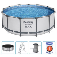 Produktbild för Bestway Pool Steel Pro MAX rund med tillbehör 396x122 cm