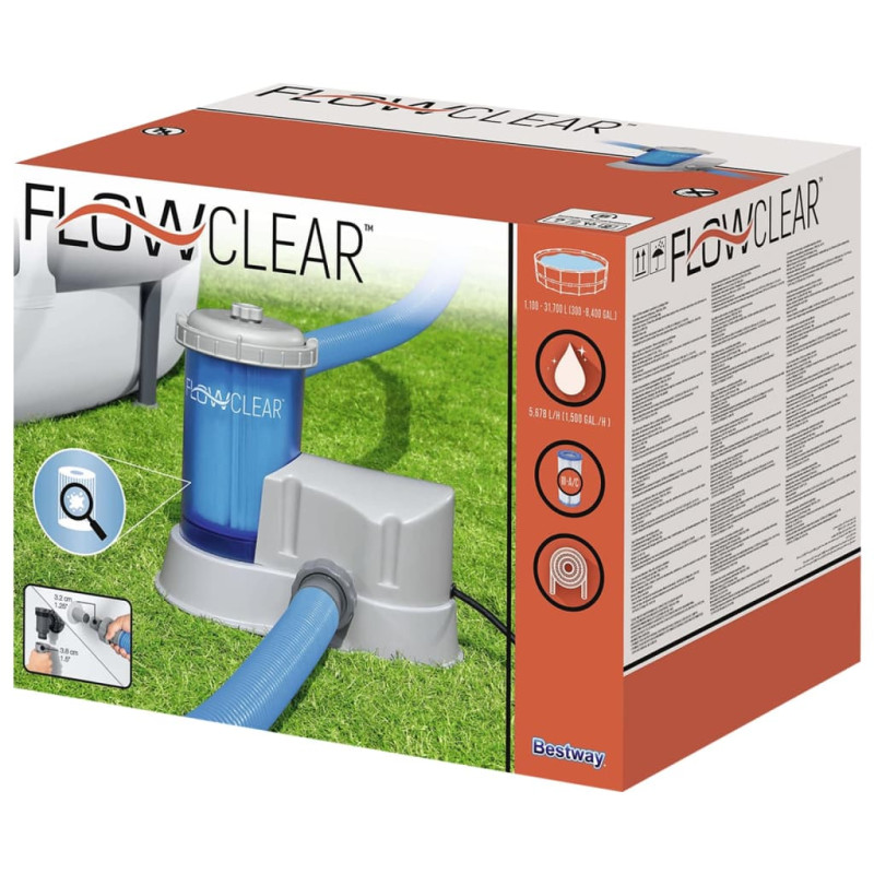 Produktbild för Bestway Transparant patronfilterpump Flowclear