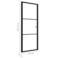 Produktbild för Innerdörr ESG-glas och aluminium 76x201,5 cm svart