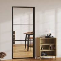 Produktbild för Innerdörr ESG-glas och aluminium 93x201,5 cm svart