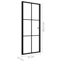 Produktbild för Innerdörr ESG-glas och aluminium 83x201,5 cm svart