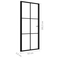 Produktbild för Innerdörr ESG-glas och aluminium 93x201,5 cm svart