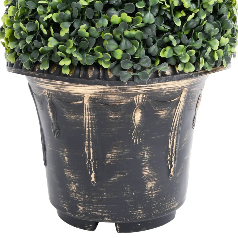 Produktbild för Konstväxt buxbomar spiral med kruka 100 cm grön