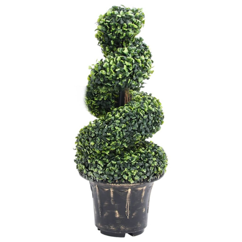 Produktbild för Konstväxt buxbomar spiral med kruka 89 cm grön