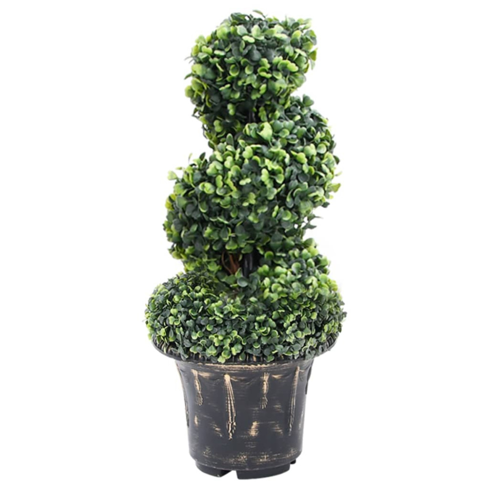 Produktbild för Konstväxt buxbomar spiral med kruka 59 cm grön