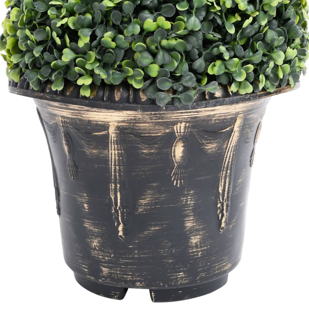 Produktbild för Konstväxt buxbomar spiral med kruka 59 cm grön