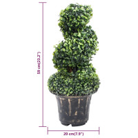 Produktbild för Konstväxt buxbomar spiral med kruka 59 cm grön