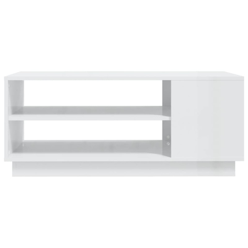 Produktbild för Soffbord vit högglans 102x55x43 cm spånskiva
