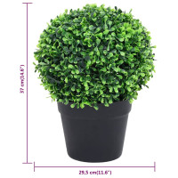 Produktbild för Konstväxt buxbom 2 st bollformad med kruka 37 cm grön