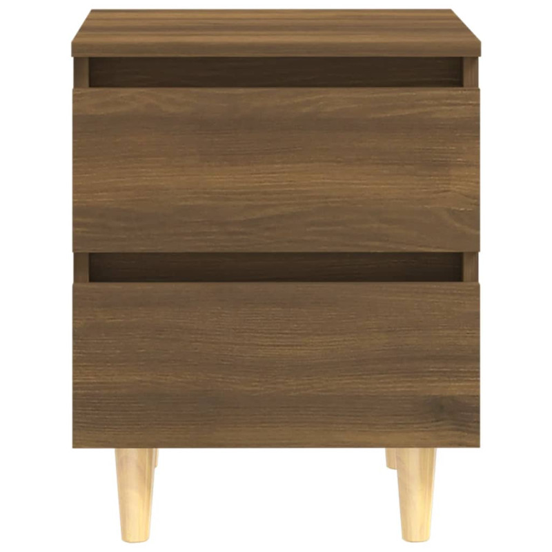Produktbild för Sängbord med massiva träben brun ek 40x35x50 cm