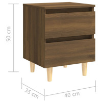 Miniatyr av produktbild för Sängbord med massiva träben brun ek 40x35x50 cm