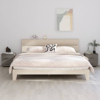Produktbild för Sängbord HAMAR 2 st ljusgrå 40x35x44,5cm massivt trä