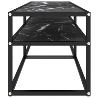 Miniatyr av produktbild för Tv-bänk svart marmor 140x40x40,5 cm härdat glas