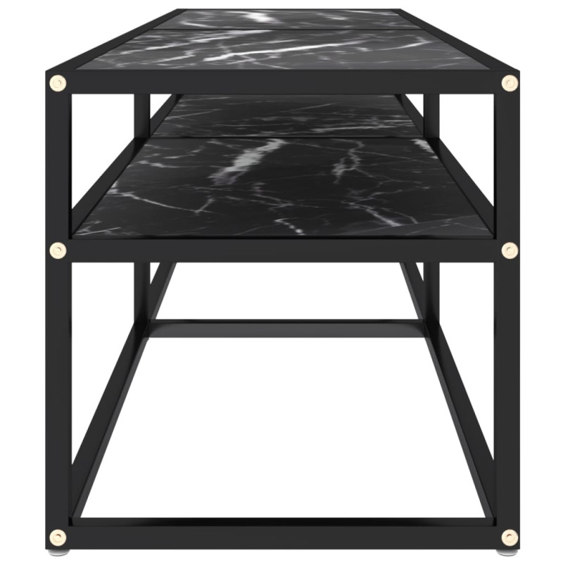 Produktbild för Tv-bänk svart marmor 140x40x40,5 cm härdat glas